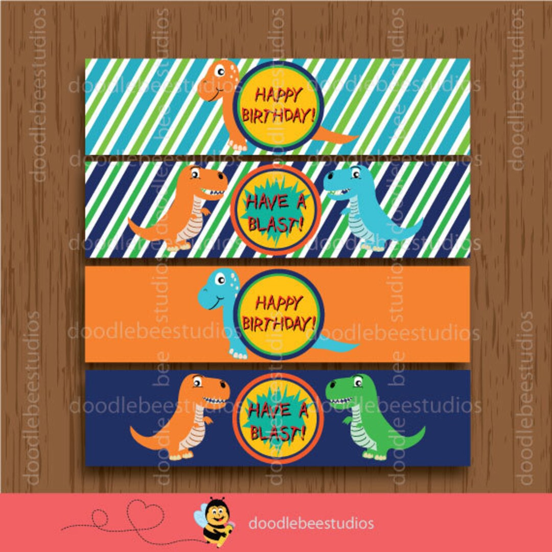 Dinosaur Water Bottle Labels Dinosaur Bottle Labels Etsy