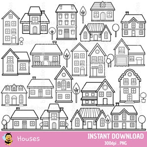 Imágenes Prediseñadas de casas, sellos digitales de casas, casas lindas, sellos digitales de edificios, sellos digitales de cabañas, páginas para colorear de casas, contornos de casas