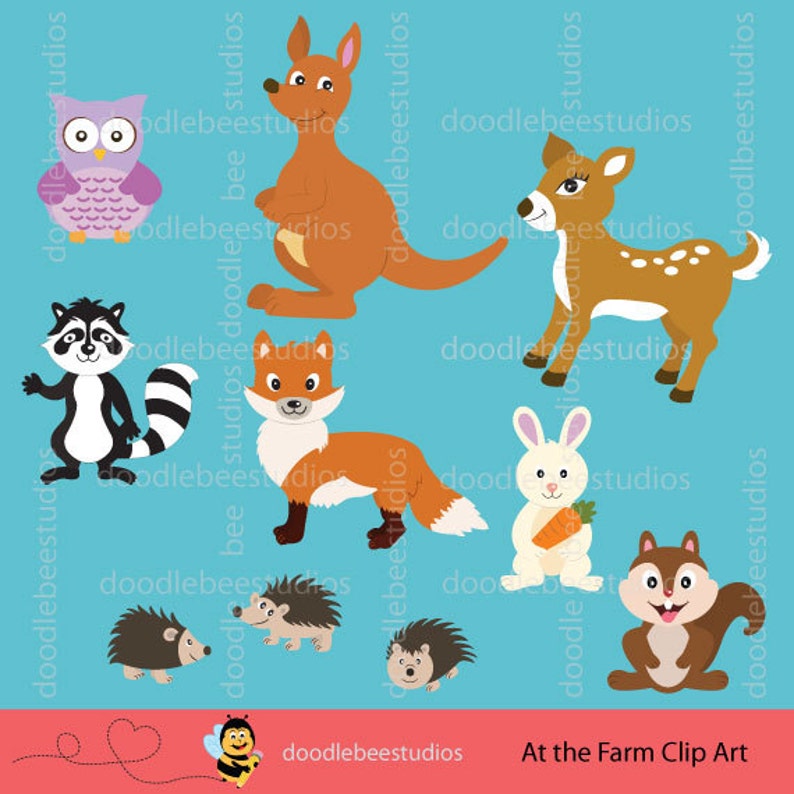 Woodlands Forest Animals Clipart, Forest Animals Clip Art, Forest Friends, Cute Woodland Animals, Animals Digital Download, Animal Clipart image 4