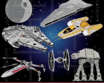Star Wars Clipart, Starwars Clip Art, Star Wars Spaceships, Star Wars Air Crafts, Falcon Clipart, Air Fighter Clipart, Millennium Falcon