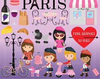 Paris Clipart, Pink Paris Clip Art, Travel Clipart, Paris Girls Clipart, France Clipart,Cute Paris Clipart,French Girls Clipart,Eiffel Tower
