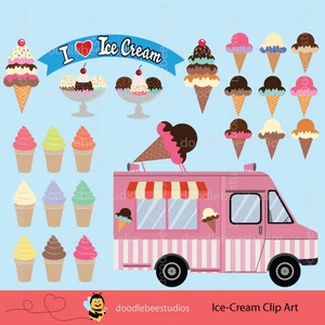 Ice-Cream Clipart, Ice-Cream Truck Clipart, Digital Ice-Cream, Ice-Cream Cones, Ice Cream Clipart, Ice Cream Cups, Colorful Ice-Cream Cones