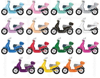 Scooter clipart, scooter Clip Art, Colorful Scooters, Scooter with top box, Vespa Clipart, Electric Scooters Clip Art, Motorcycle Clipart