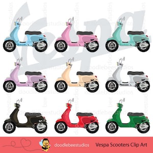 Vespa Clipart, Vespa Scooter Clip Art, Scooter Clipart, Electric Scooters Clip Art, Scooters Clip Art, Motorcycle Clipart, Motorbike Clipart