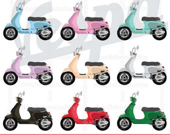 Vespa Clipart, Vespa Scooter Clip Art, Scooter Clipart, Electric Scooters Clip Art, Scooters Clip Art, Motorcycle Clipart, Motorbike Clipart