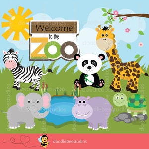 Zoo Animals Clipart, Zoo Clip Art, Safari Animals Clipart, Cute Animals Digital Set, Animals Clipart, Animals Clip Art, Animal Clipart Set