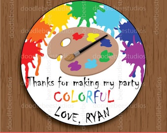 Painting Party Favor Tags - Art Birthday Favor Tags - Painting Birthday  Favors - Paint Birthday Favors - Set of 12