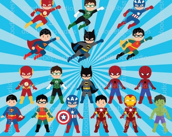 Superheroes Clipart, Superhero Clip Art, All Boys Superheroes, Superhero Background, Digital Superheroes