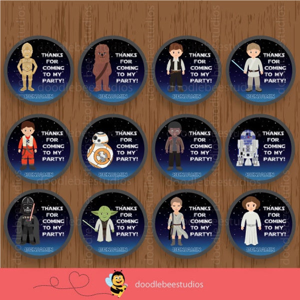 Star Wars Favor Tags, Printable Star Wars Tags, Personalized Starwars Favor Tags, Starwars Label, Digital Starwars Gift Tags, Starwars Party