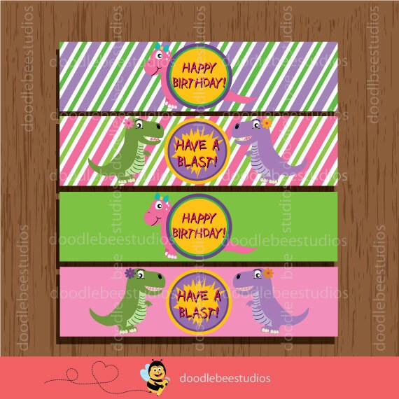 dinosaur water bottle labels girl dinosaur bottle labels etsy norway