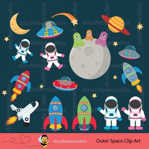 Outer Space Clipart, Outer Space Digital Download, Astronauts Clipart, Spaceships Clip Art, Rockets Clipart, Outer Space Clip Art Set
