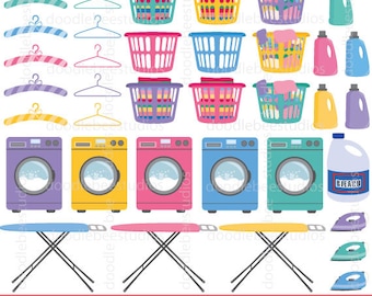 Laundry Day Clipart, Laundry Clip Art, Washing Machine Clipart, Iron Board Clipart, Hangers Clipart, Laundry Clipart, Chores Clipart