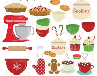 Christmas Baking Clipart, Baking Clipart, Baking Utensils Clip Art, Holiday Baking Clip Art, Christmas Goodies Clipart, Baking Equipment