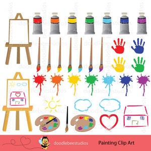 Painting Clipart, Paint Clipart, Art and Craft Clipart, Paint Splatter Clipart, Paintbrush Clipart, Kids Doodles Clipart, Paint Clip Art