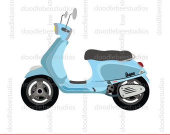 Vespa Clipart, Vespa Scooter Clip Art, Blue Vespa Clipart, Blue Vespa Clip Art, Blue Scooter Clipart, Scooter Clipart, Motorcycle Clipart