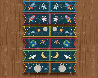 Outer Space Straw Flags, Outer SpacePrintables, Instant Download Straw Flags, Digital Outer Space Flags, Outer Space Party