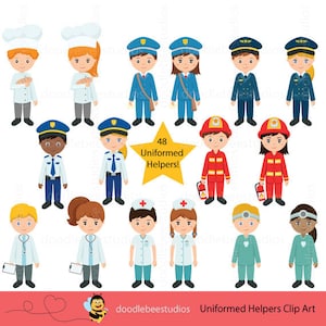 Community Helpers Clipart, Community Clipart,Career Day Clipart,Career Clip Art, Occupation Clipart, Jobs Clipart, Uniformed Helpers Clipart image 1