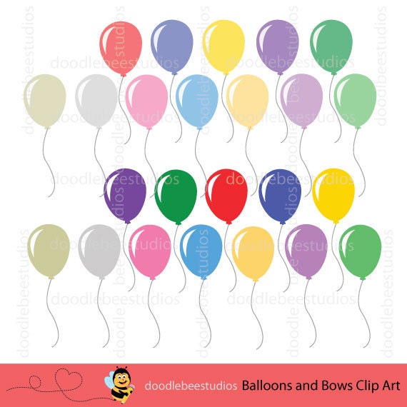 Balloons Clipart Balloon Clip Art Bows Clipart Bowtie Clip - Etsy UK