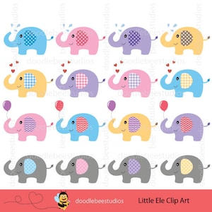 Elephant Clipart, Elephant Clip Art, Digital Elephant, Colorful Elephants Clipart, Cute Elephant Clipart, Elephant Instant Download