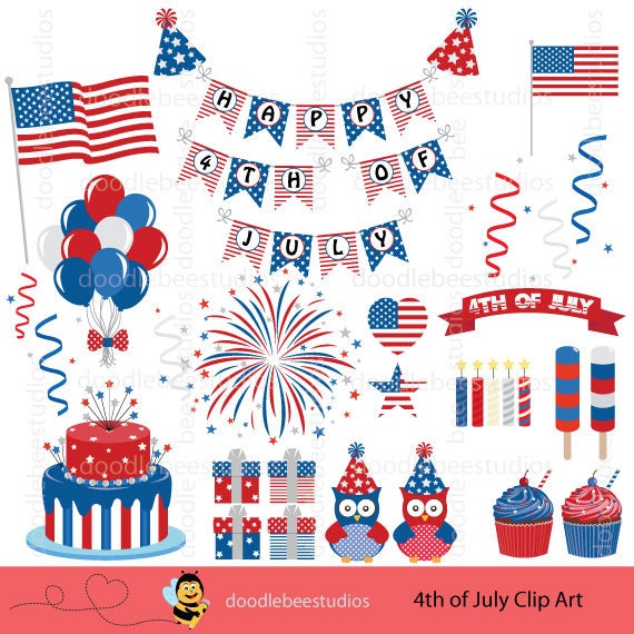 4th of July Clipart, 4th of July Clip Art, America Clipart, Independence Day Clip Art, U.S. Flag Clip Art, USA Clipart