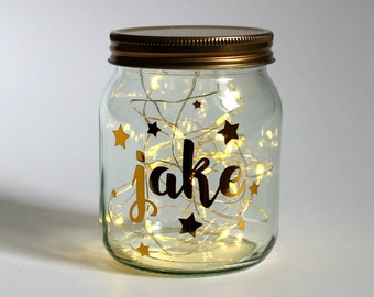 Personalised Name Fairy Light Jar Christmas Gift Gold Fairy Light Bedroom Decor Home Decor Outdoor Light Wedding Lighting Handmade Gift