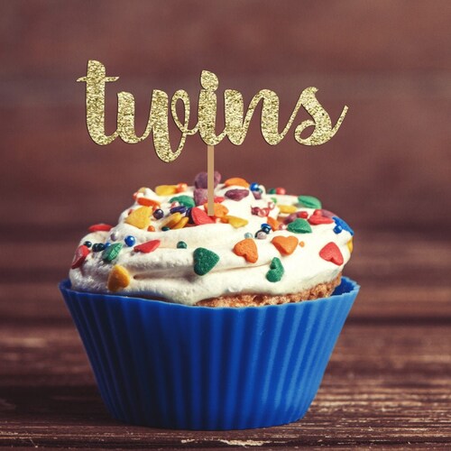 Twins Cupcake Toppers Baby Shower Decorations Baby Shower Etsy UK