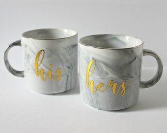 His And Hers Gold Marble Mug Set Personalised Mugs Couple Gifts Couple Gifts Personalised Mugs Personalised Home Gifts Wedding Gift Grey Mug