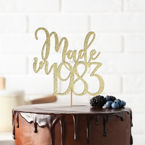 Made in 1983 Cake Topper, Birthday Cake Topper, Party Decoration, Custom Cake Topper, Made In Year Of Birth, Momento
