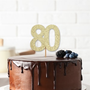 80th Birthday Cake Topper, Birthday Cake Topper, 16th, 18th, 21st, 25th, 30th, 40th, 60th, 70th, 90th, 100th, 50th Cake Topper Gold Silver