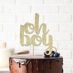 Oh Boy Cake Topper Baby Shower Decorations Baby Shower Cupcake Topper Cake Topper Baby Shower Topper Custom Name Gold Silver  Oh Boy Sign