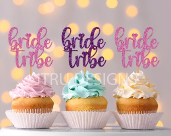 12 Bride Tribe Cupcake Toppers, Hen Party Toppers, Bride Cupcake Toppers, Hen Party Favours, Hen Party Accessories, Gold Hen Toppers