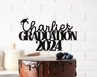 Personalised Graduation Cake Topper Customized Name Cake Topper Gift For Him Graduation Gift For Her Gold Black High School Decor 2024