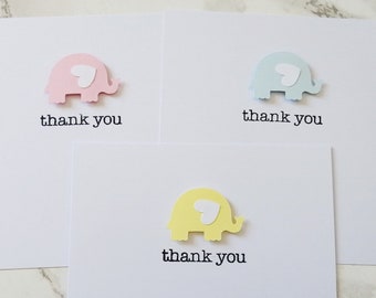 Pack of 10 - Baby Elephants Baby Gift Thank You Cards Baby Shower Thank You Cards Baby Shower Cards Baby Thank You Cards Cute Cards Gender