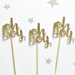 Oh Boy Cupcake Toppers, Baby Cake Topper, Baby Shower Topper, Baby Boy