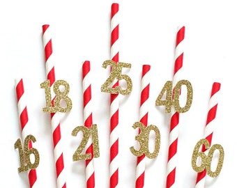 Pak van 10 rode glitter partij papier rietjes verjaardagsfeestje viering stropen feest decor op maat gepersonaliseerde verjaardag rietjes