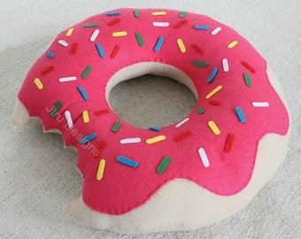 Cute Pink Doughnut Pillow Hand Sewn Fleece Felt Cute Pillow Birthday Gift Room Decoration Donut Pillow Present For Him For Her Doughnuts