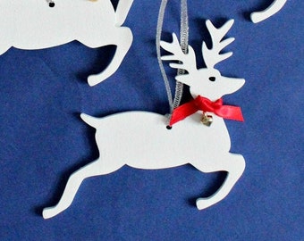 Reindeer Tree Decoration, Reindeer Christmas Decorations, Reindeer Ornament, Cute Christmas Bauble, Christmas Gift, White Reindeer, Bells