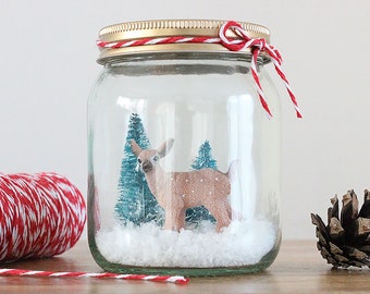 Handgemaakte rendieren kerstsneeuwbol kerstcadeau gepersonaliseerde sneeuwbol Winter Wonderland Home Decor Statement Piece Ornament Woodland