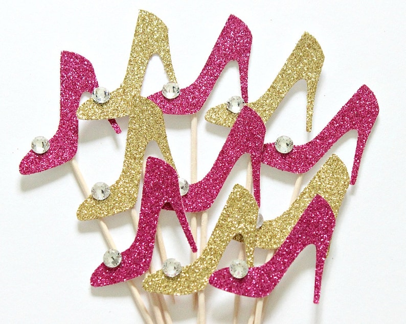 12 Crystal Stiletto Shoe Cupcake Toppers Hen Party Toppers Etsy Canada
