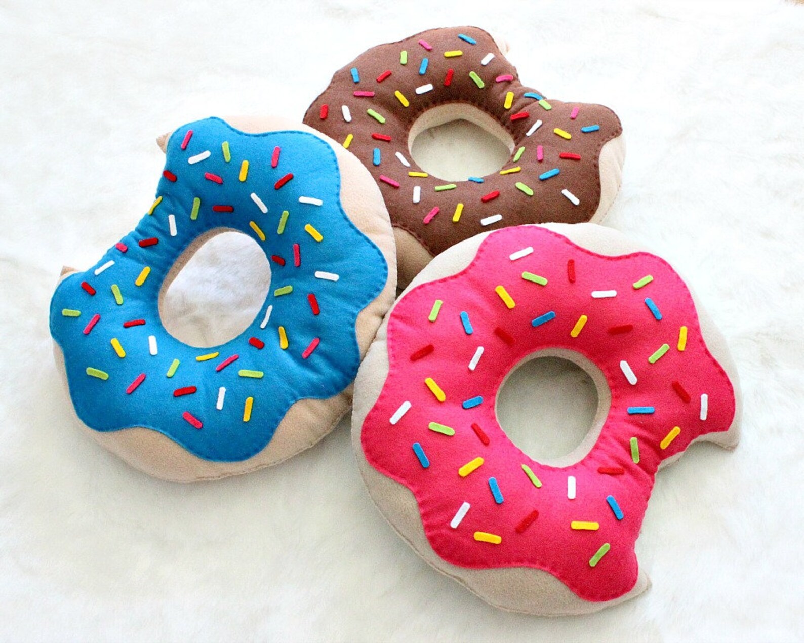 Cute Pink Doughnut Pillow Hand Sewn Fleece Felt Cute Pillow Etsy