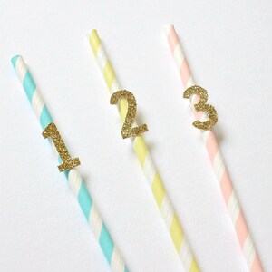 Pack of 10 Party Number Paper Straws Birthday Party Celebration Straws ...