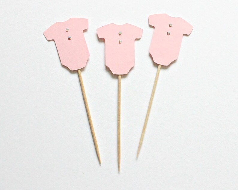12 Baby Grows Baby Pink Crystal Cupcake Toppers Birthday Cake Etsy