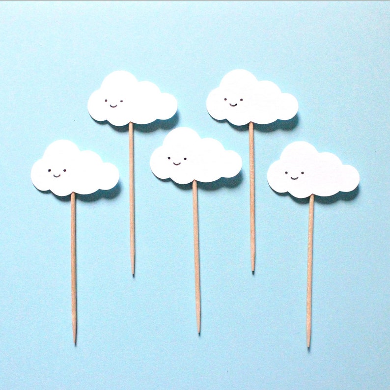 12 Cloud Cupcake Toppers Baby Cake Topper Party Baby Shower | Etsy