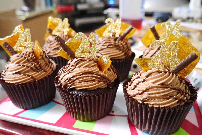 12 Silver Glitter 80th Birthday Cupcake Toppers Birthday Cake Topper ...