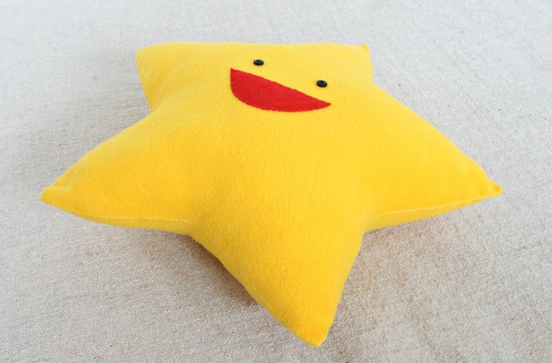 Yellow Lucky Star Pillow Children's Pillow Cushion Cute Etsy