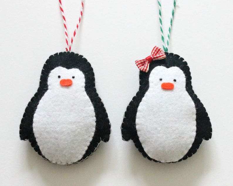 Penguin Christmas Tree Decoration Christmas Felt Ornament Etsy
