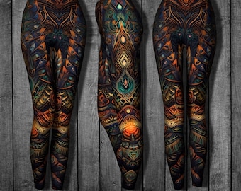 Leggings tribali, leggings eterei, leggings astratti, leggings audaci, leggings da allenamento, pantaloni yoga, leggings colorati, abbigliamento da palestra