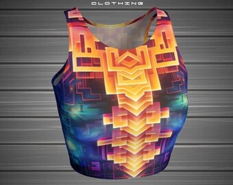Psychedelic Crop Top, Festival Clothing, Burning Man Costume, Rave clothes, Doof Clothing, Rave Outfit, Gym Crop Top, Workout Wear