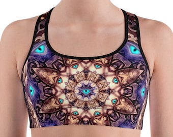 Sports bra, Yoga Sports bra, Festival Sports Bra, Festival Crop Top, Rave, Active Wear, Racerback, Festival Clothing, Hippie Top, Boho Bra