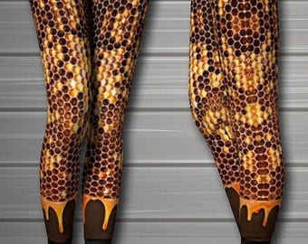 Legging met honingraatprint: geometrisch cosplaykostuum, hardlopen yogagym